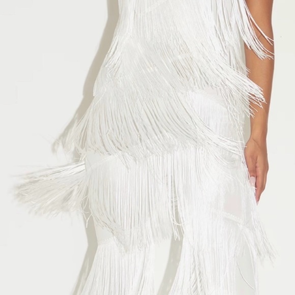 PrettyLittleThing White Tassel Jumpsuit - Picture 4 of 11